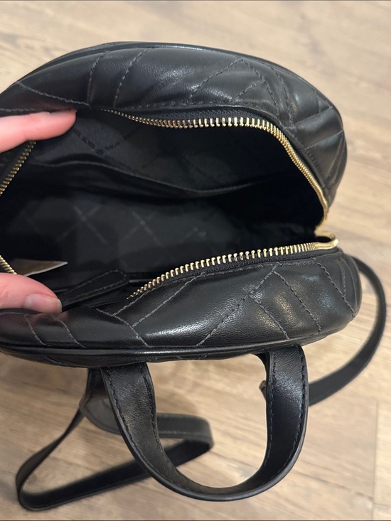 Michael Kors Black Quilted Mini Backpack with Gold Accents